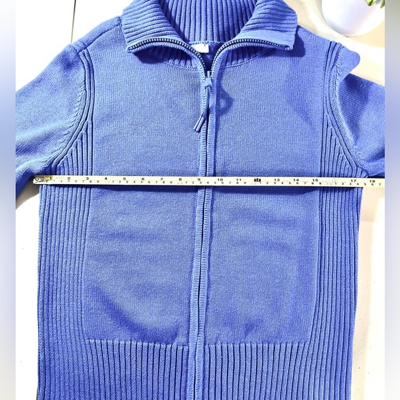 T by Talbots Johnny Collar Knit Jacket/Sweater, Purple, Size SP, NWOT - Picture 7 of 10